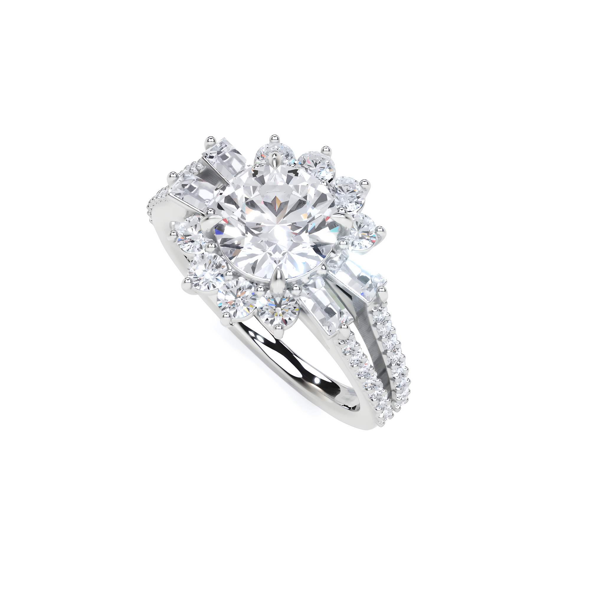 Anillo de compromiso con diamantes de talla redonda