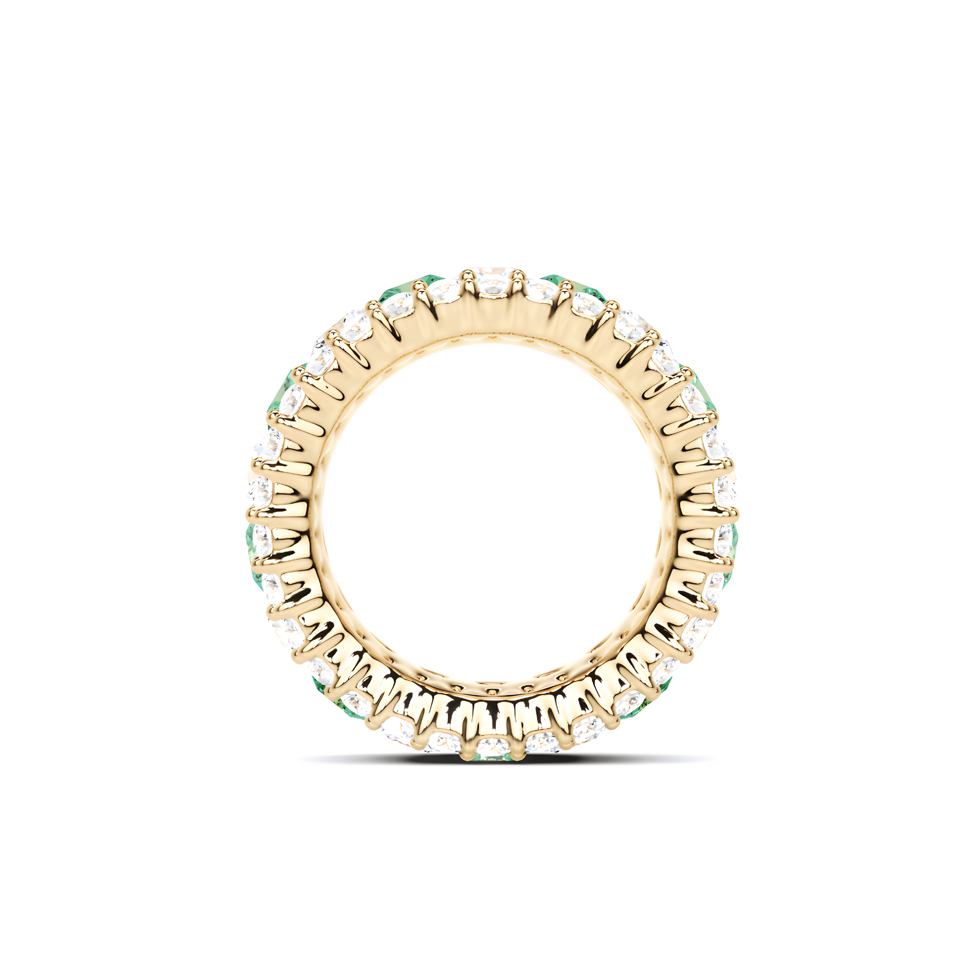 Emerald Princess Cut and White Diamond Ring