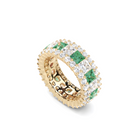 Emerald Princess Cut and White Diamond Ring