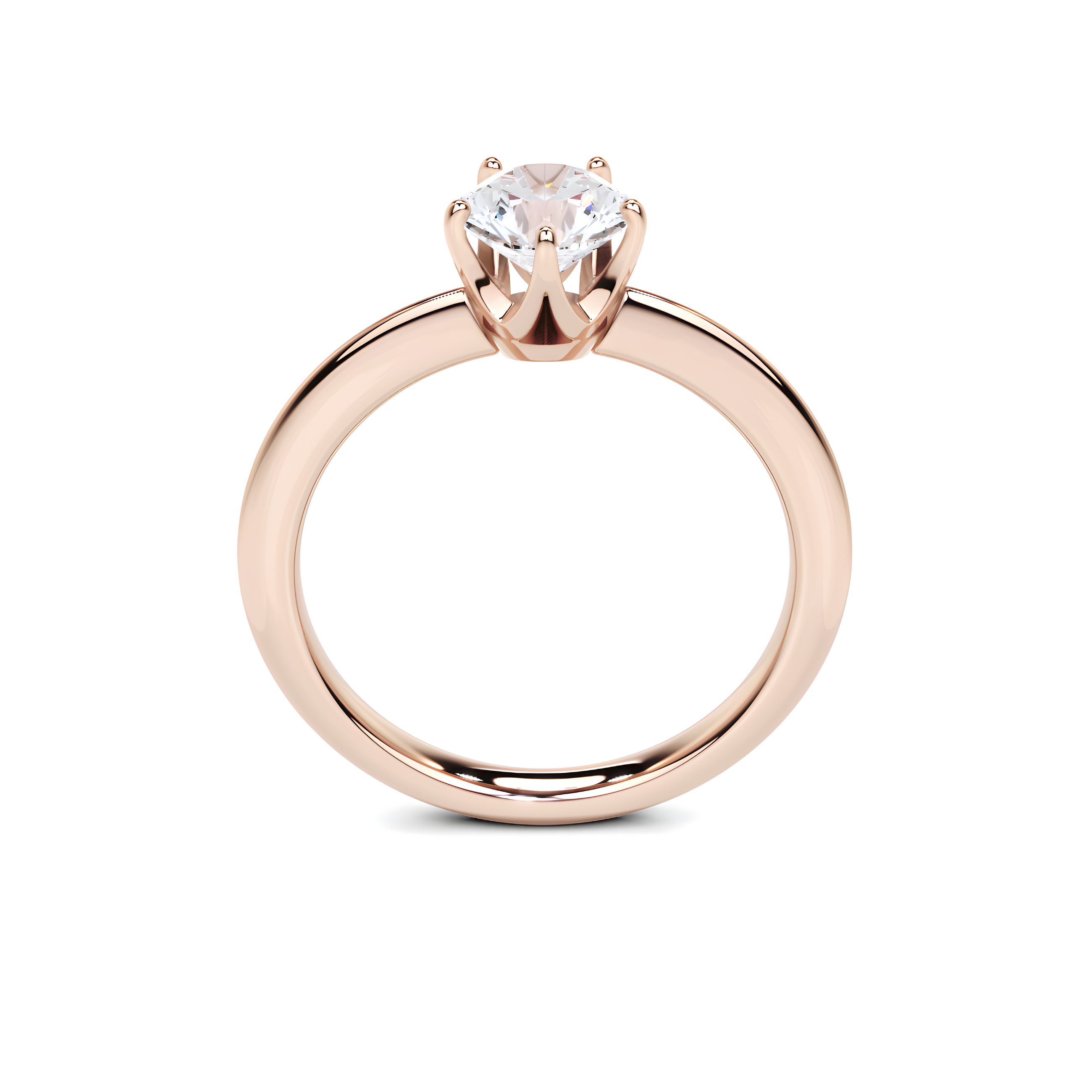 Solitare Round Cut Diamond Engagement Ring - 5 Prong