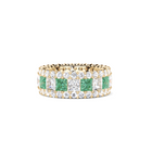 Emerald Princess Cut and White Diamond Ring