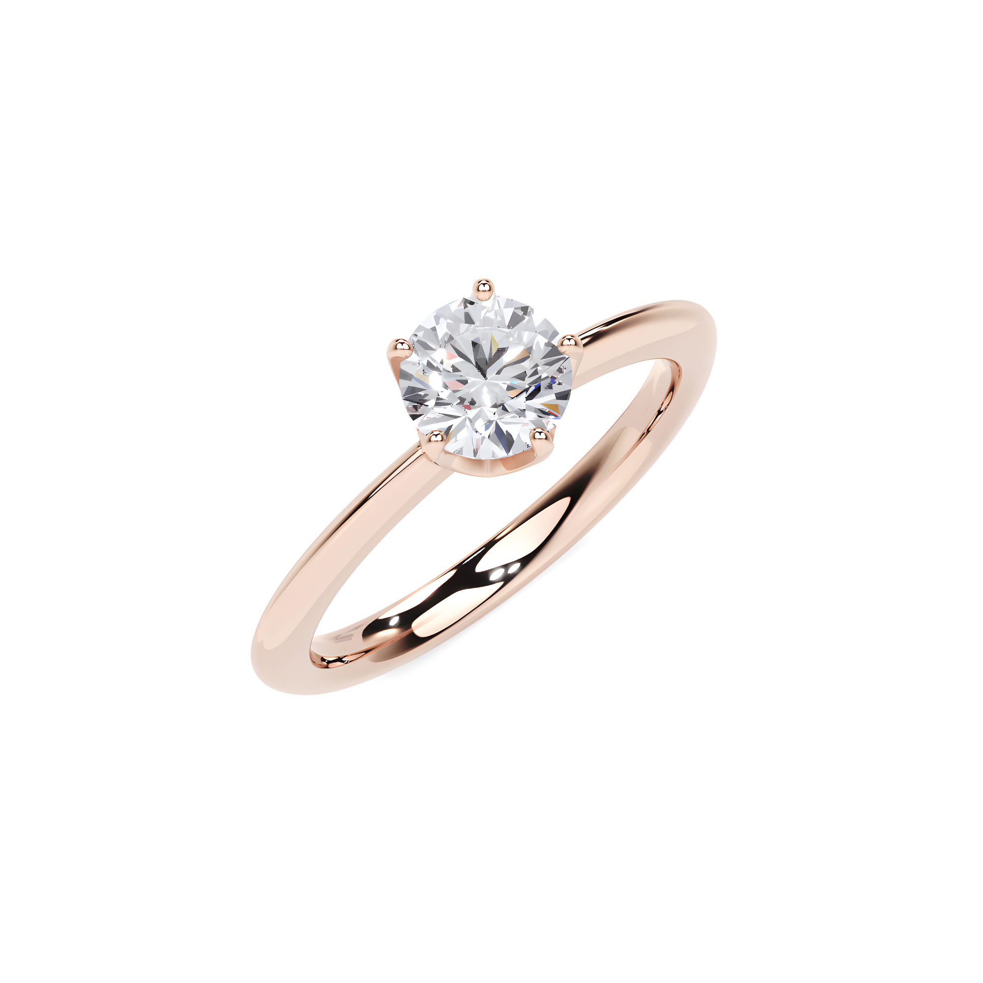 Solitare Round Cut Diamond Engagement Ring - 5 Prong
