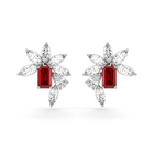 Emerald Cut Ruby and Marquis Diamond  High Jewellery Earrings