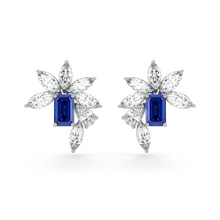 Emerald Cut Sapphire and Marquis Diamond  High Jewellery Earrings