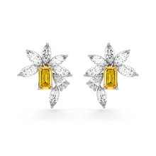 Emerald Cut Yellow Diamond and Marquis  Diamond High Jewellery Earrings