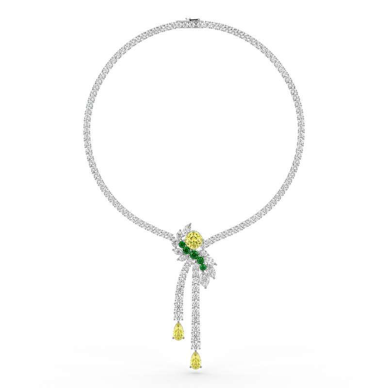 Brilliant Glow Yellow Diamond and Diamond High Jewellery Necklace