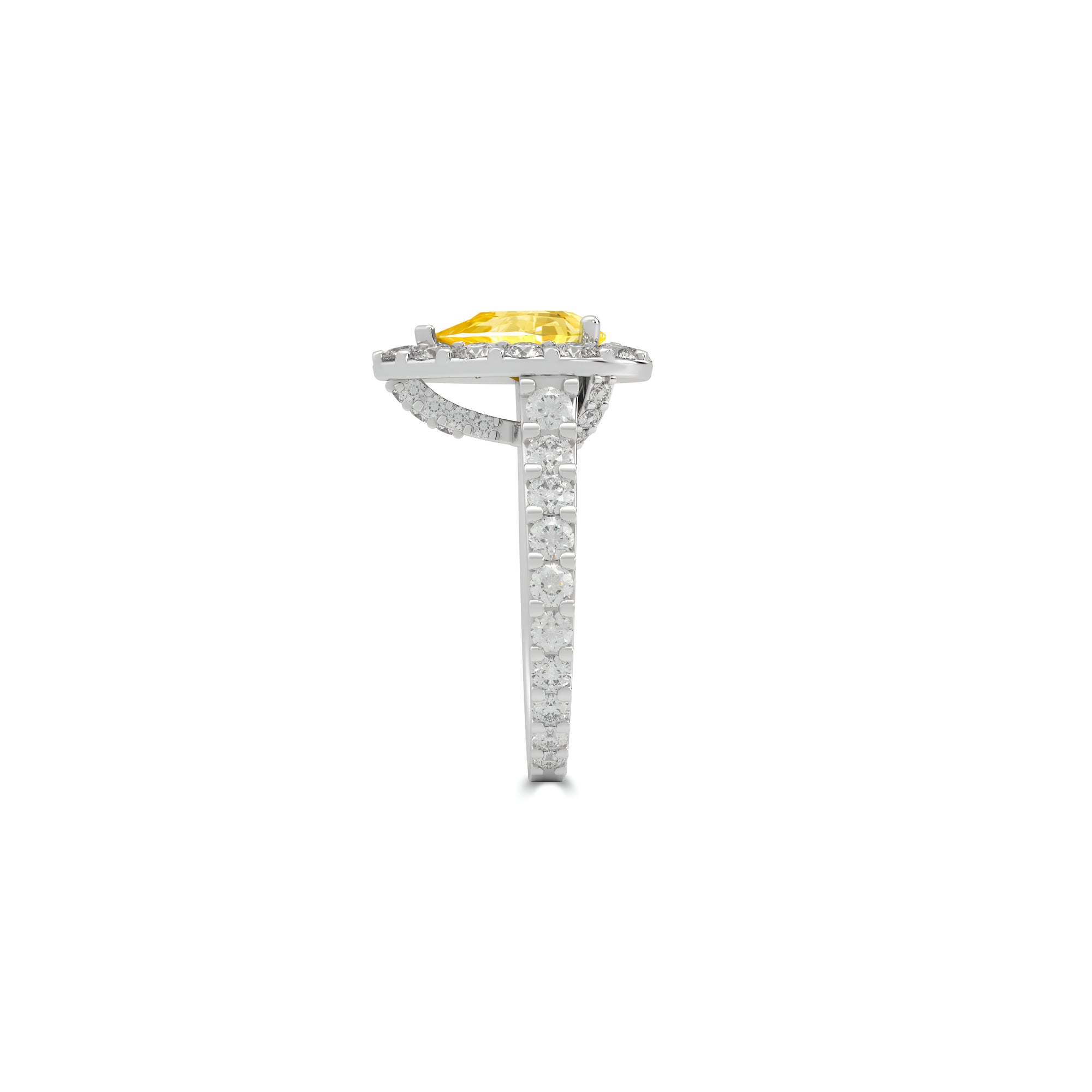 Icon Pear Shape Yellow Diamond and White Diamond Engagement Ring