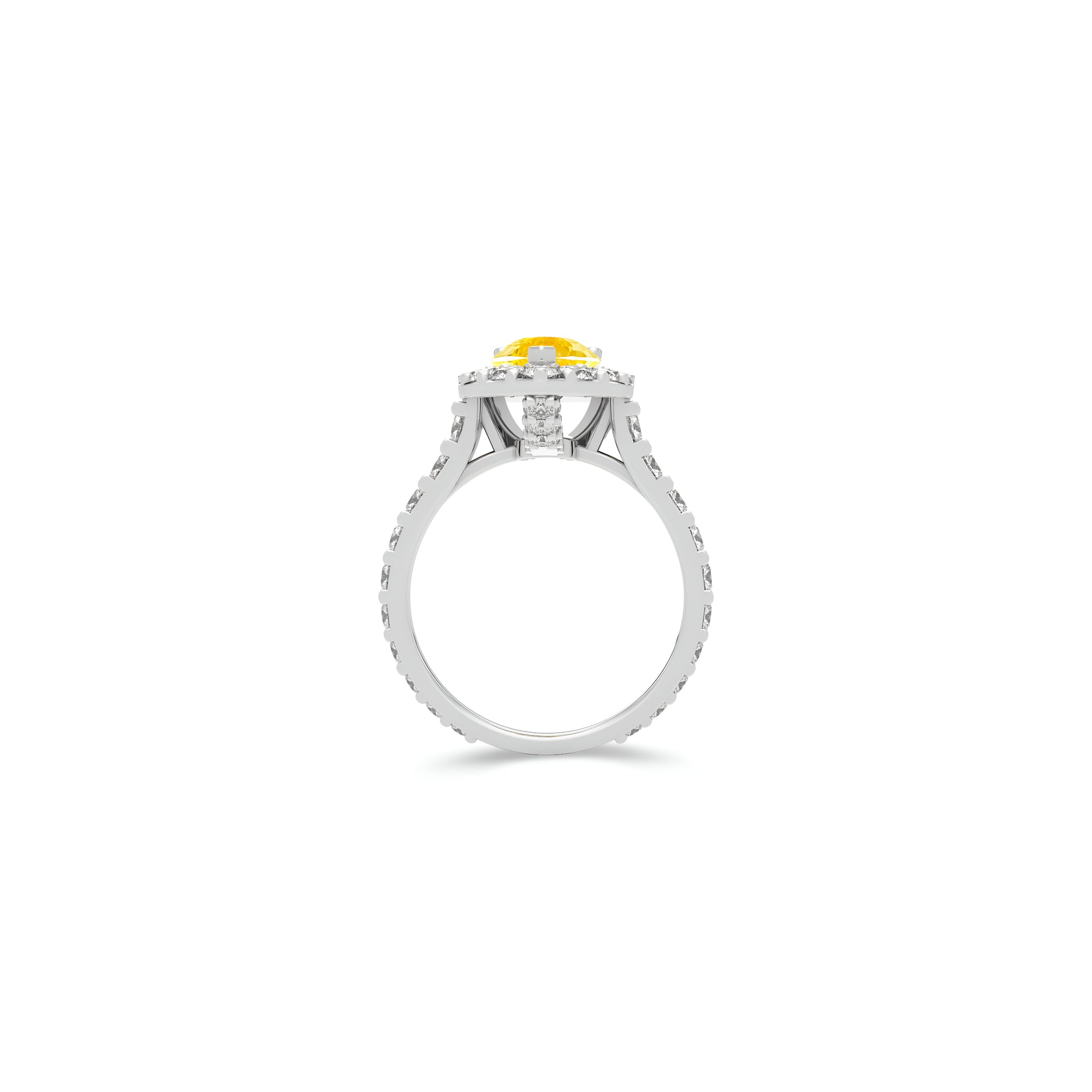 Icon Pear Shape Yellow Diamond and White Diamond Engagement Ring