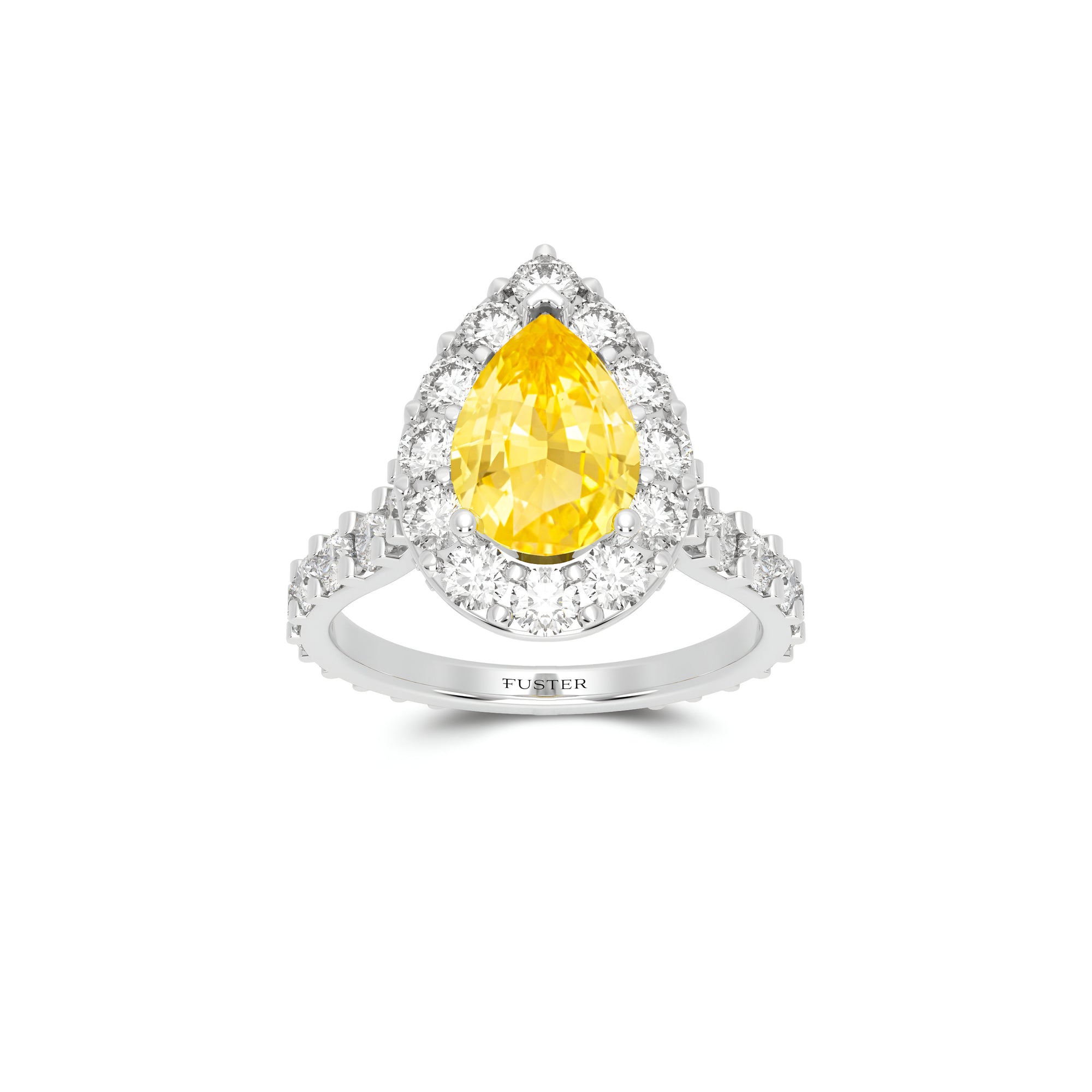 Icon Pear Shape Yellow Diamond and White Diamond Engagement Ring