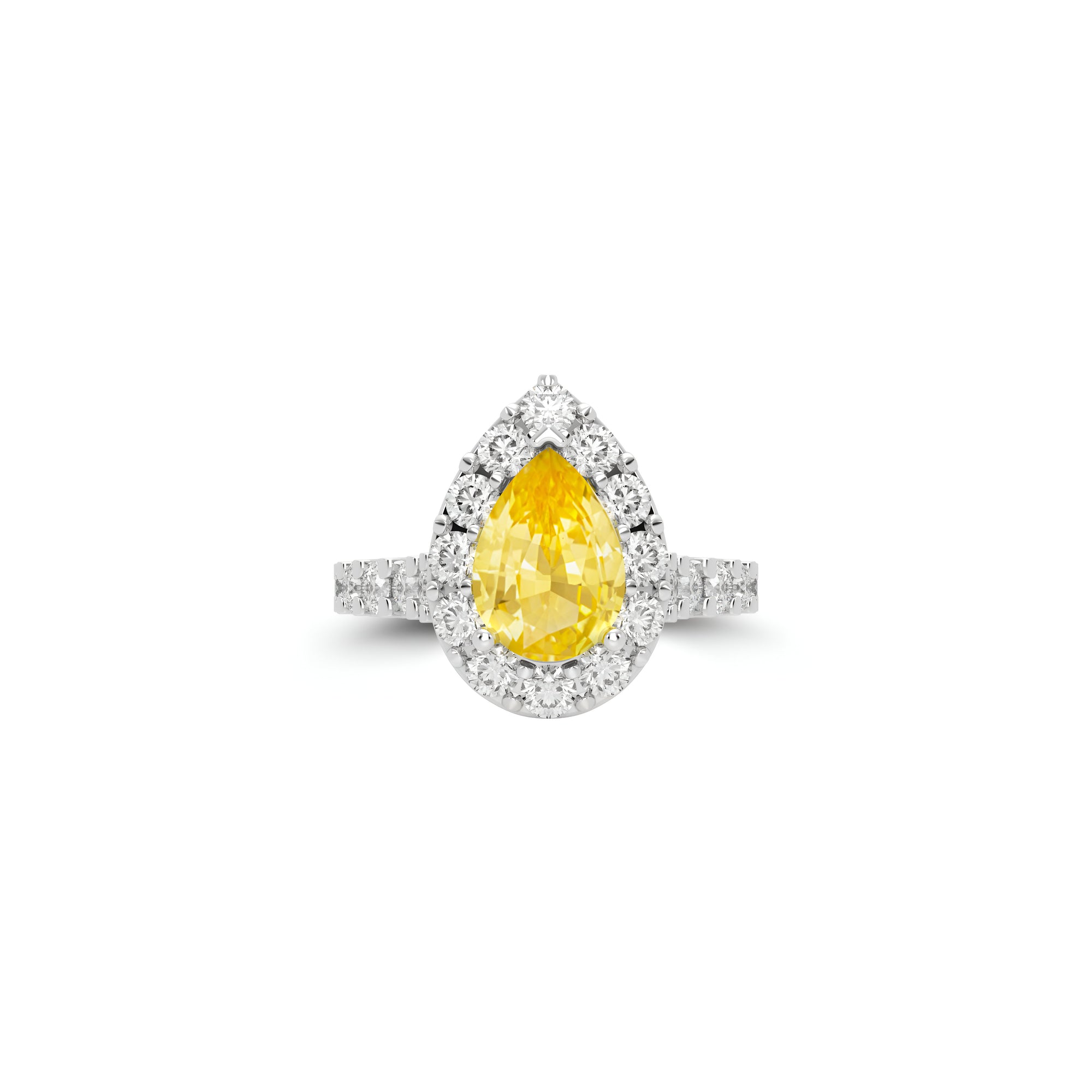 Icon Pear Shape Yellow Diamond and White Diamond Engagement Ring