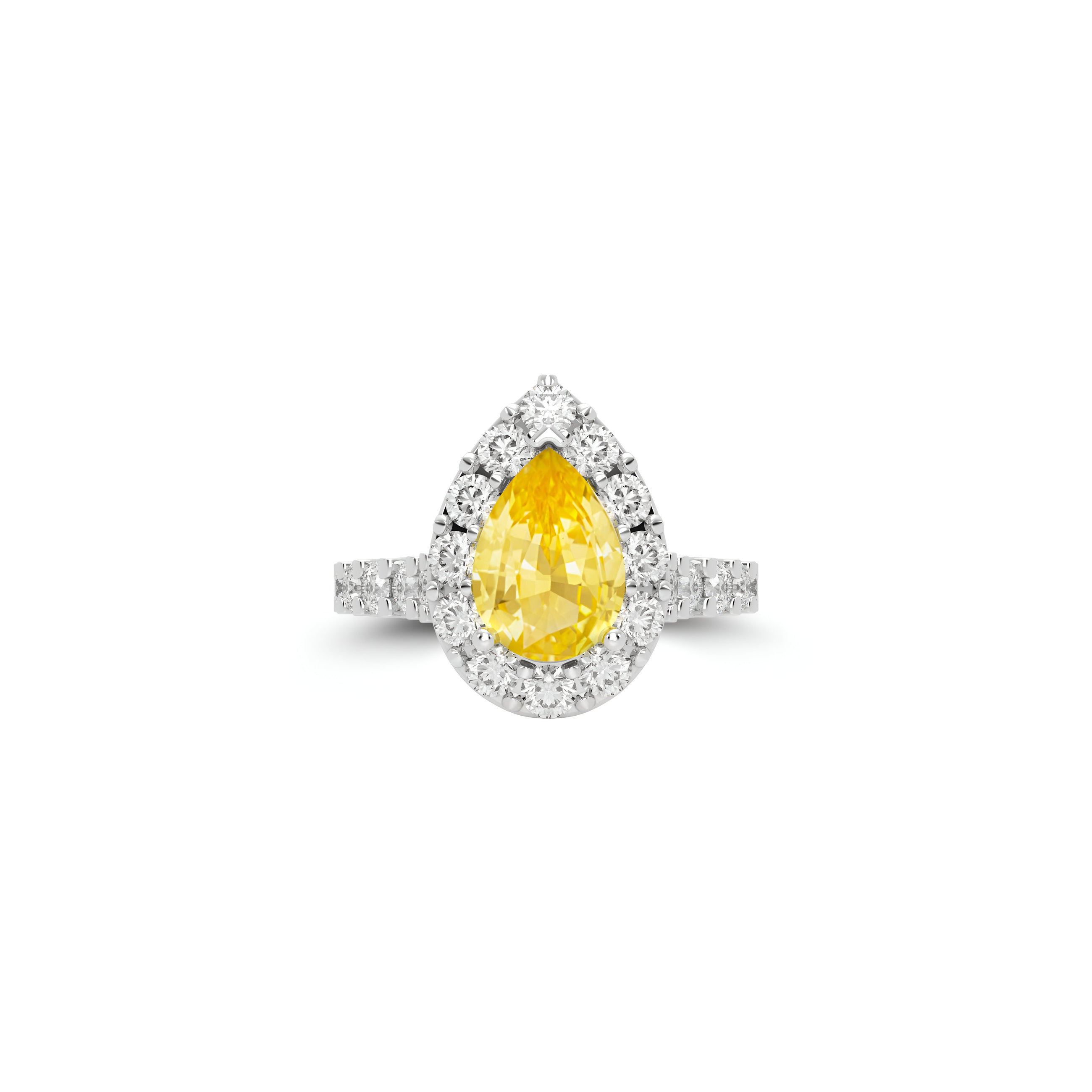 Icon Pear Shape Yellow Diamond and White Diamond Engagement Ring
