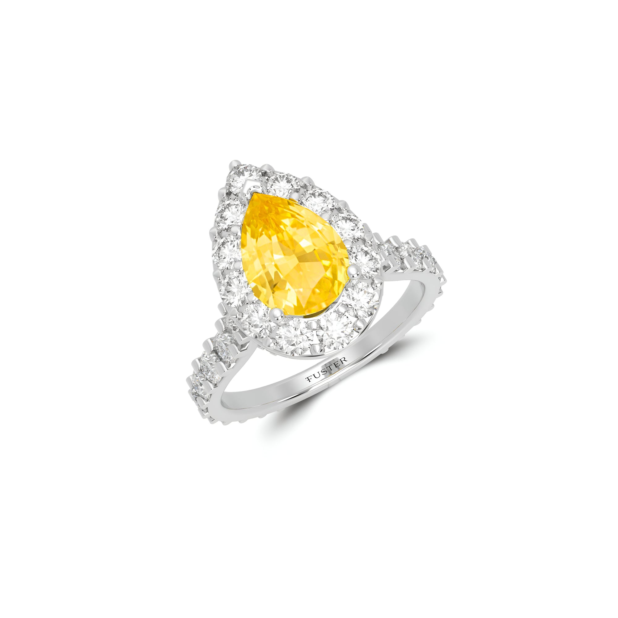 Icon Pear Shape Yellow Diamond and White Diamond Engagement Ring