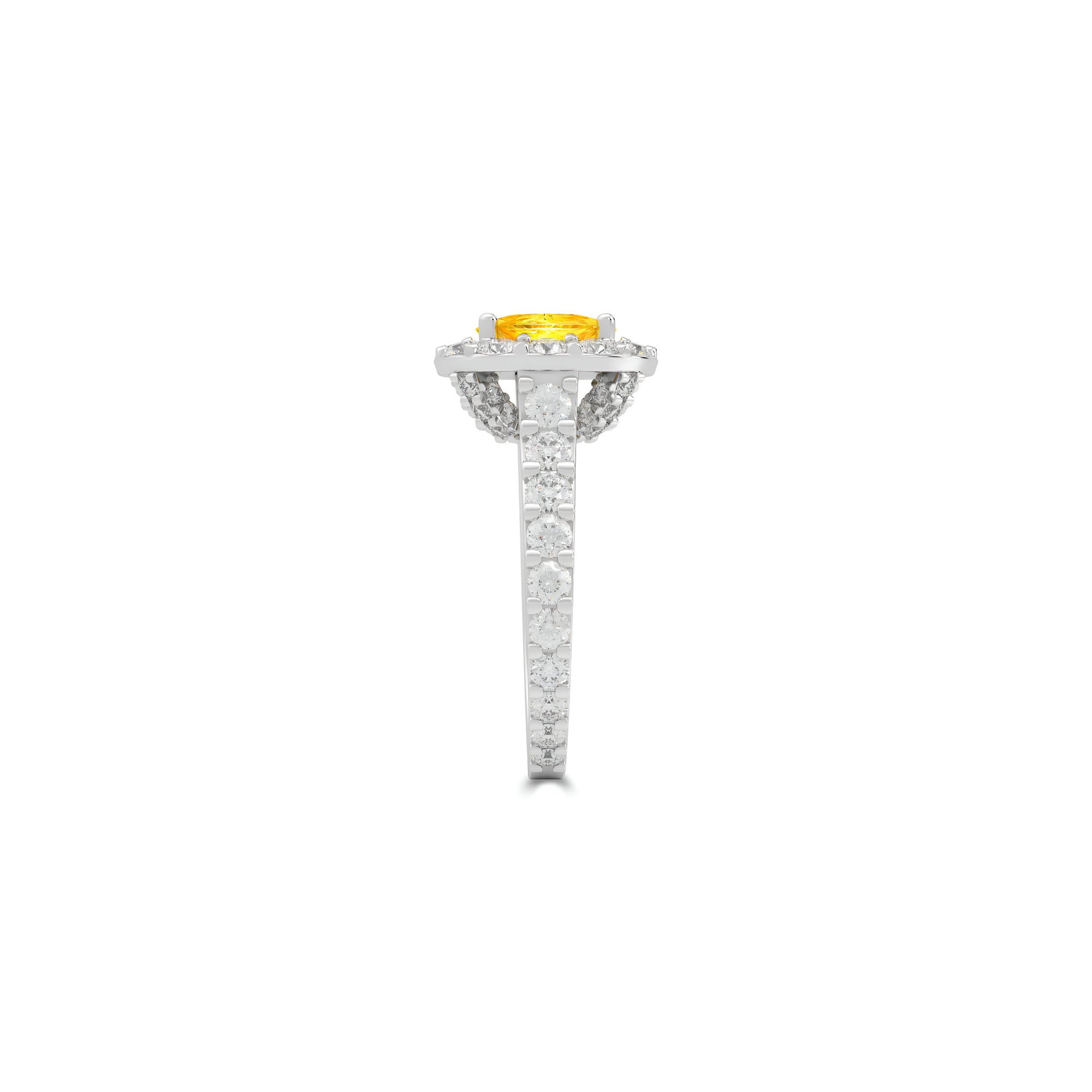 Icon Cushion Cut Yellow and White Diamond Engagement Ring