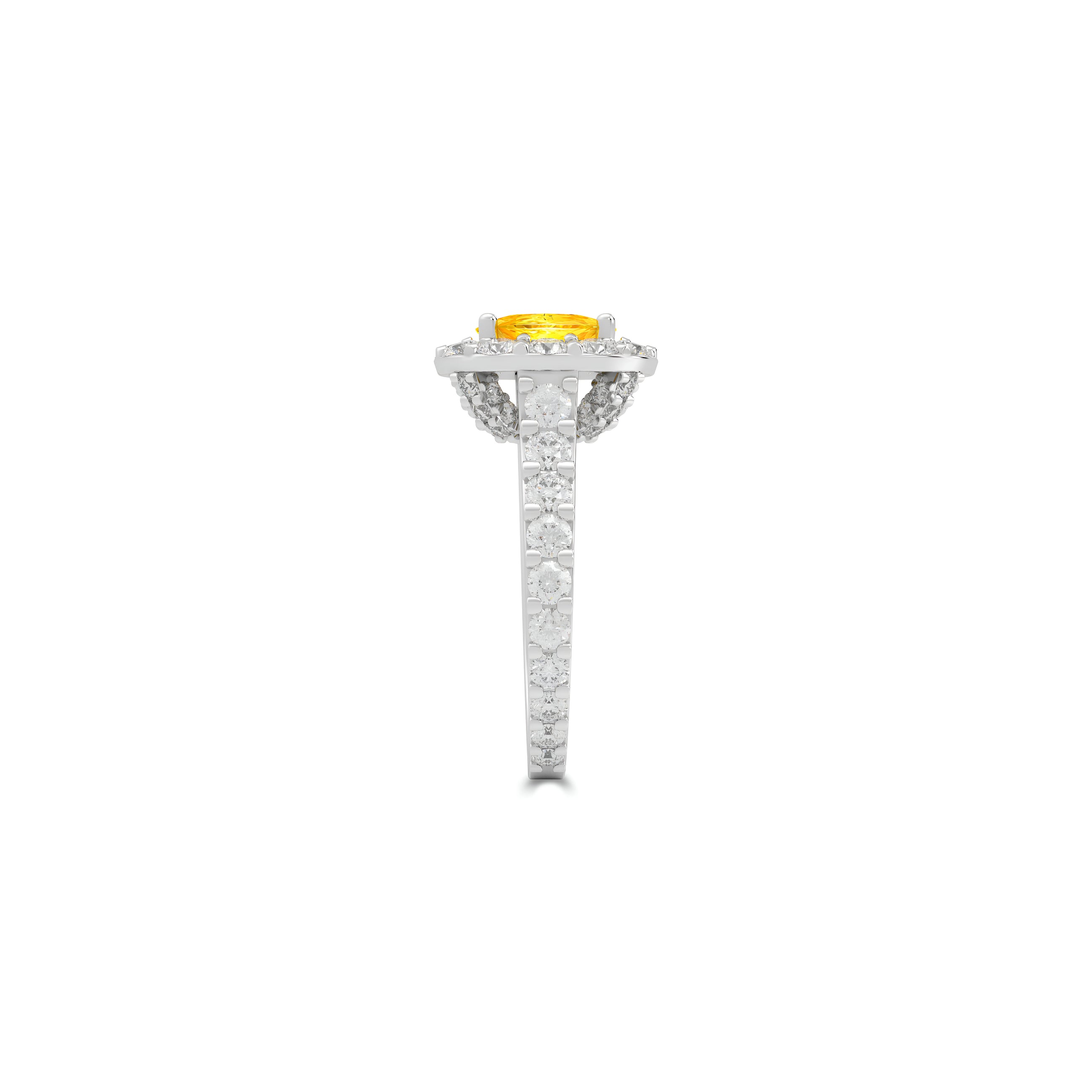 Icon Cushion Cut Yellow and White Diamond Engagement Ring