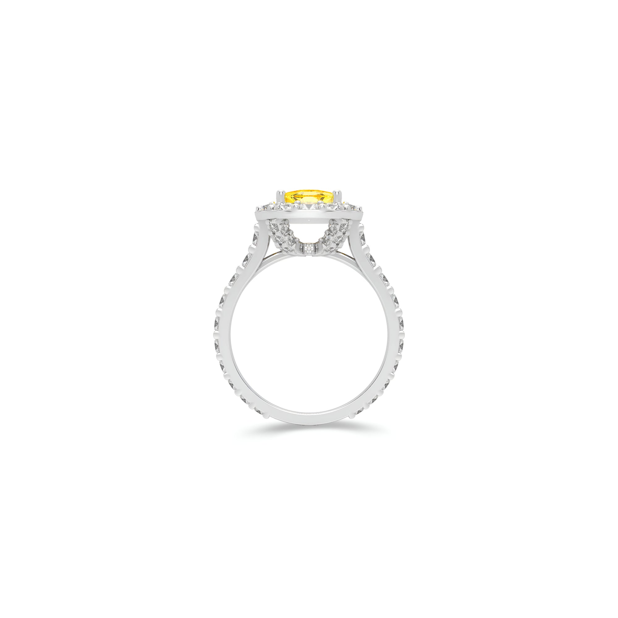 Icon Cushion Cut Yellow and White Diamond Engagement Ring