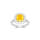 Icon Cushion Cut Yellow and White Diamond Engagement Ring