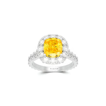Icon Cushion Cut Yellow and White Diamond Engagement Ring
