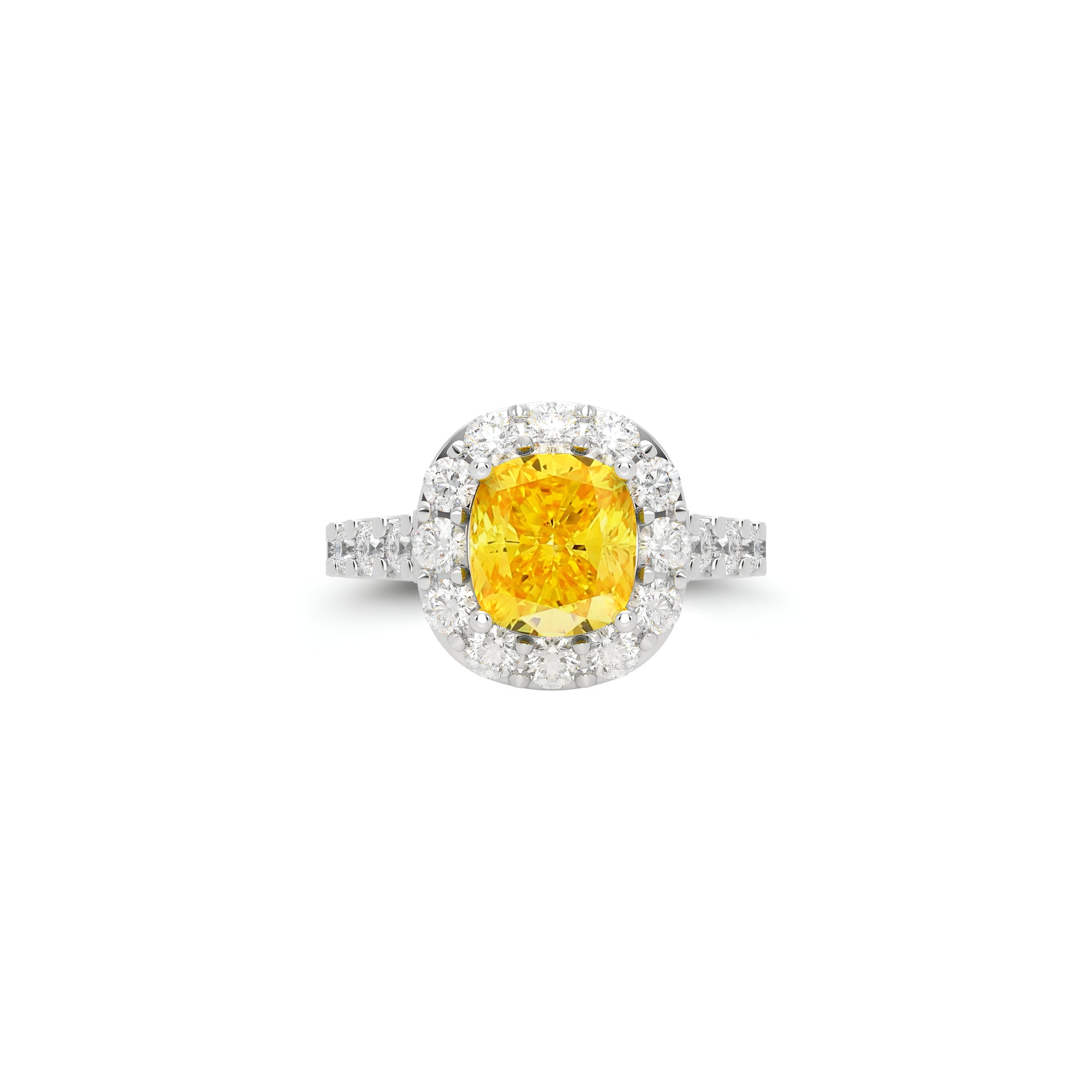 Icon Cushion Cut Yellow and White Diamond Engagement Ring