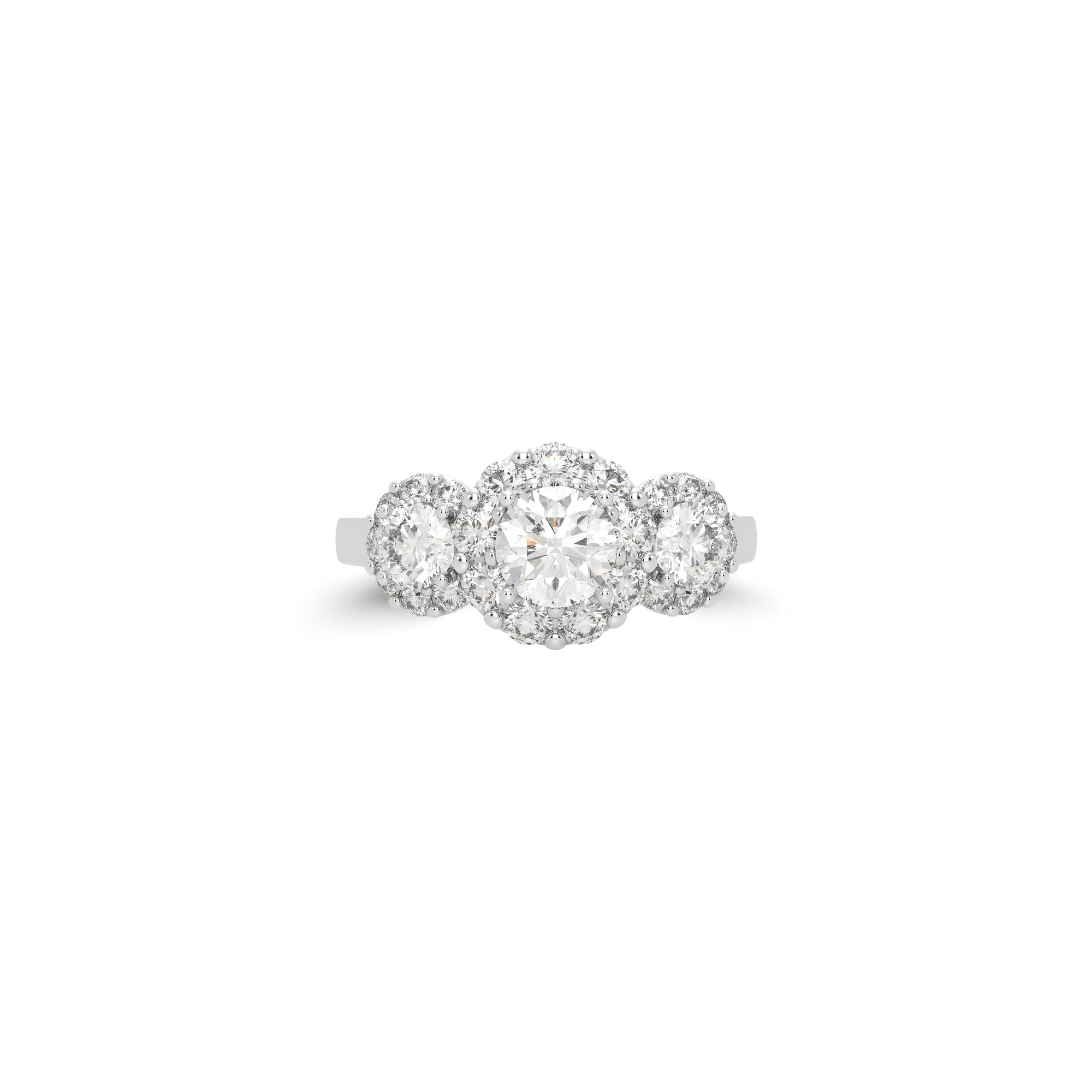Icon Three Stone Round Diamond Engagement Rin