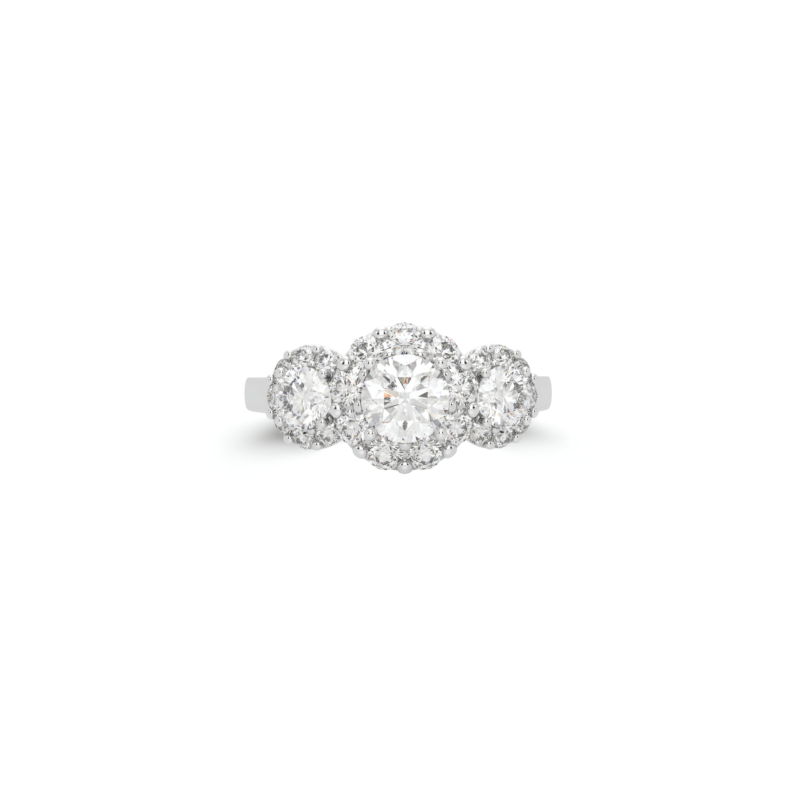 Icon Three Stone Round Diamond Engagement Rin