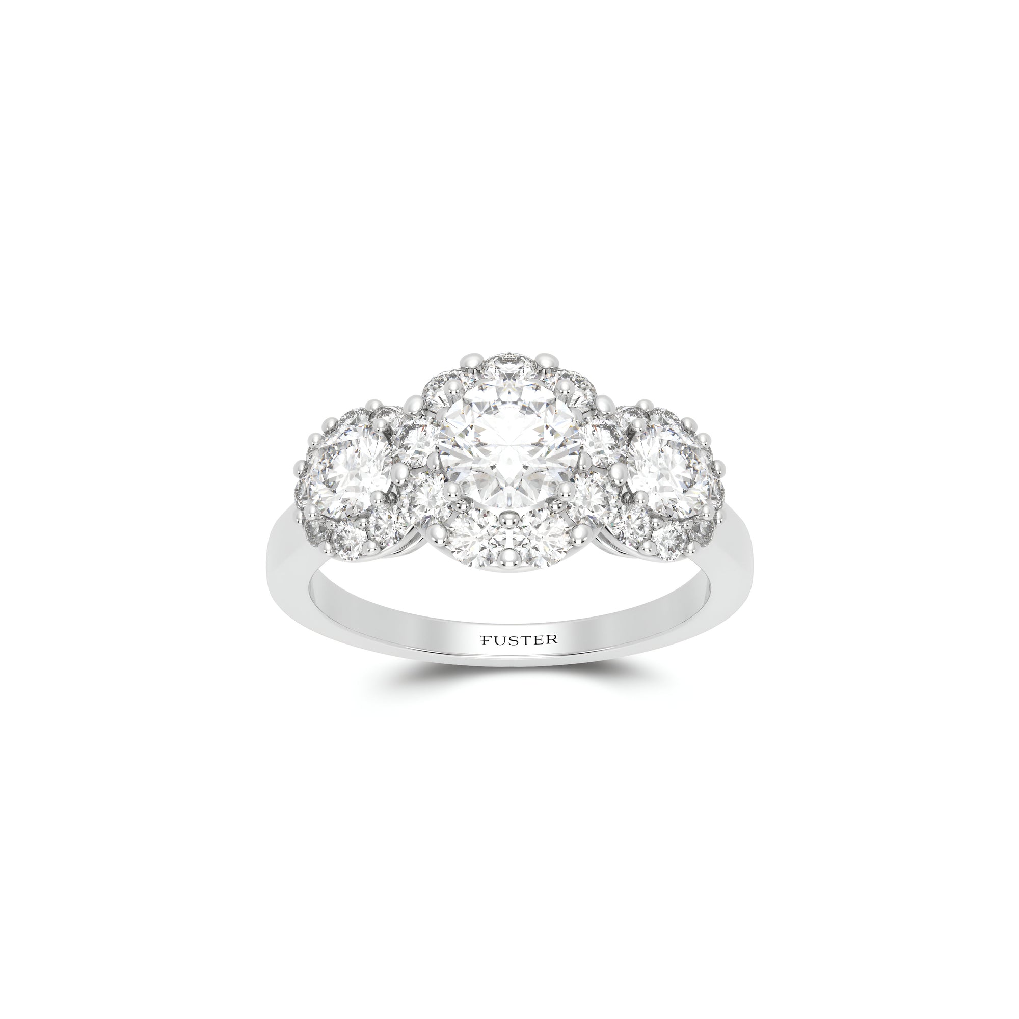 Icon Three Stone Round Diamond Engagement Rin