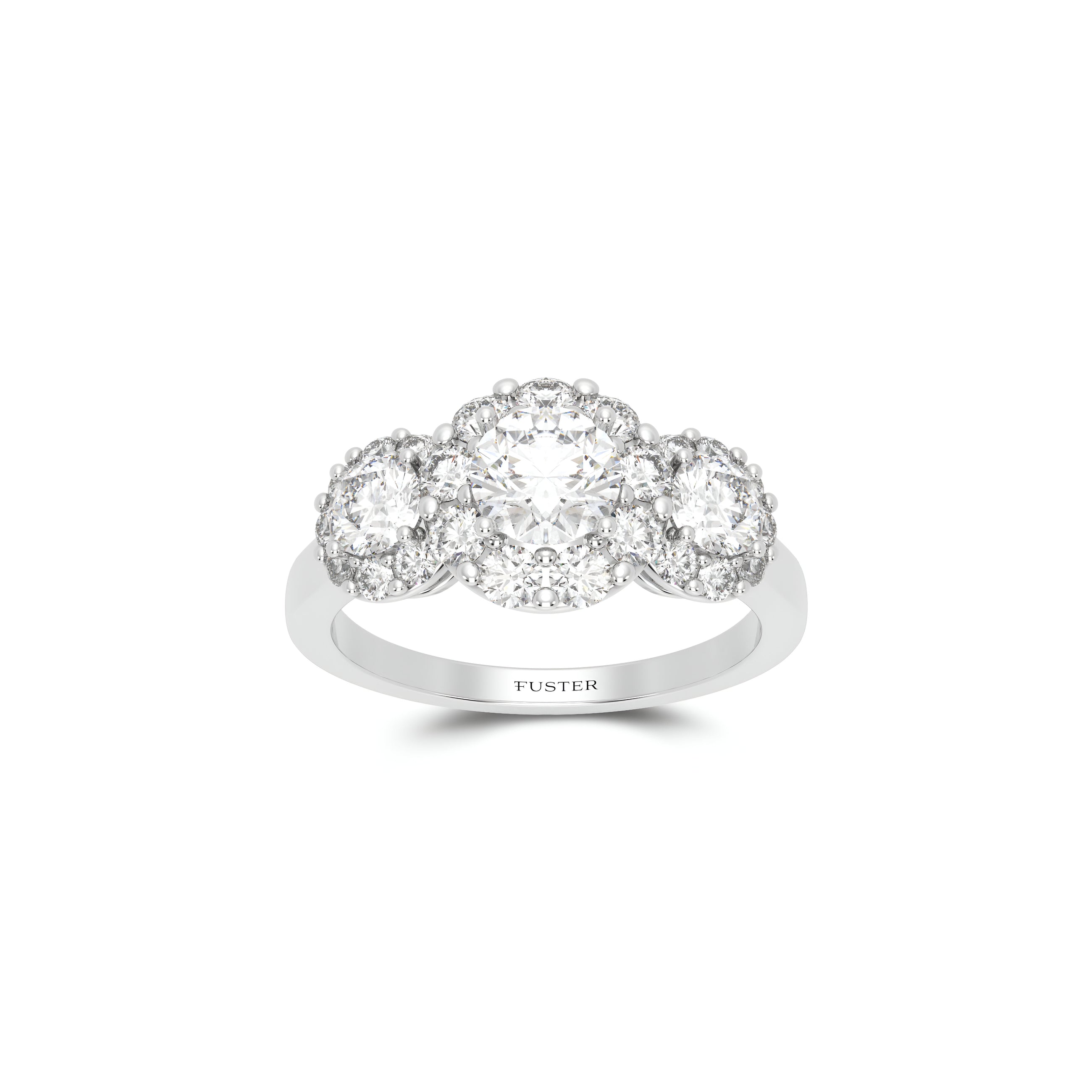 Icon Three Stone Round Diamond Engagement Rin