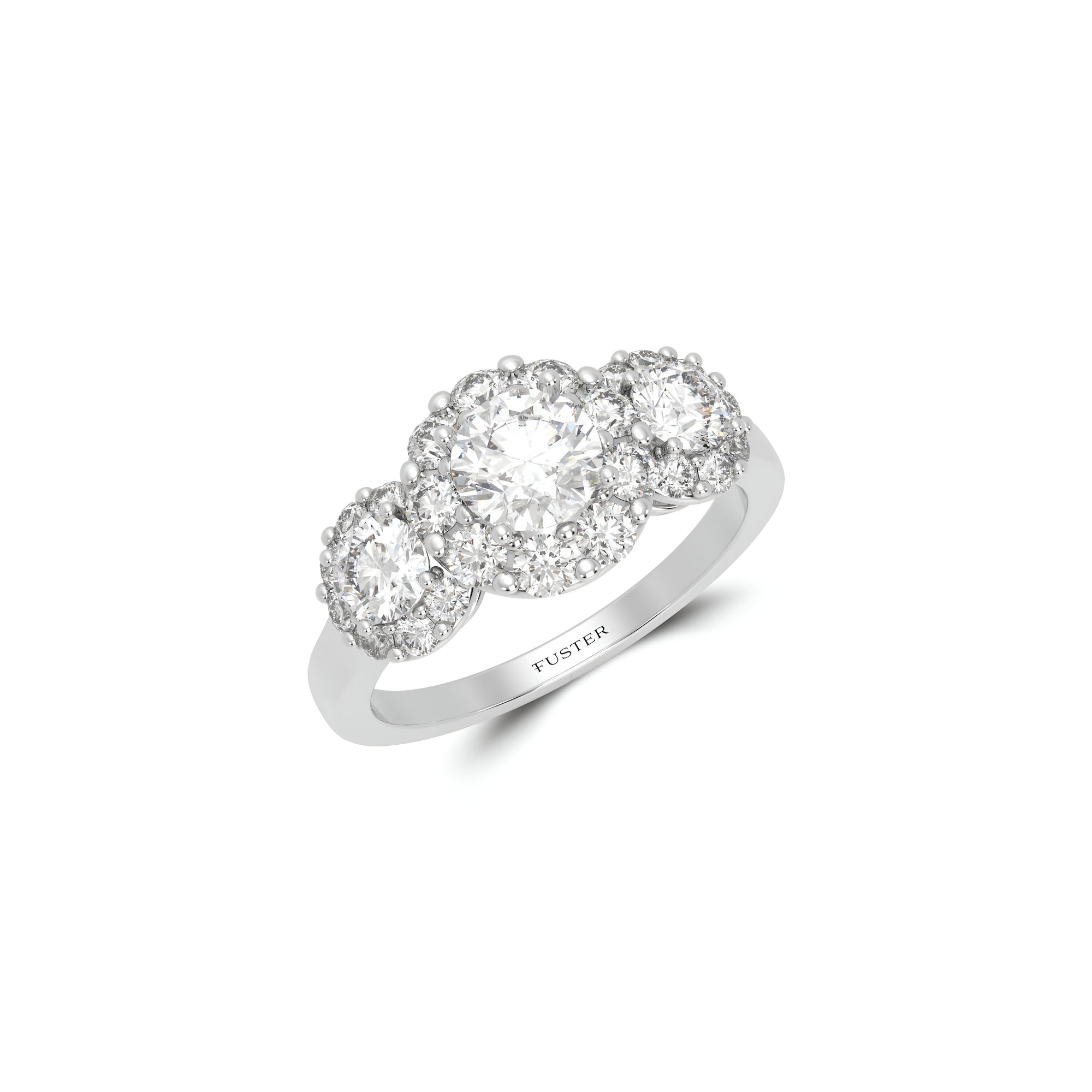 Icon Three Stone Round Diamond Engagement Rin