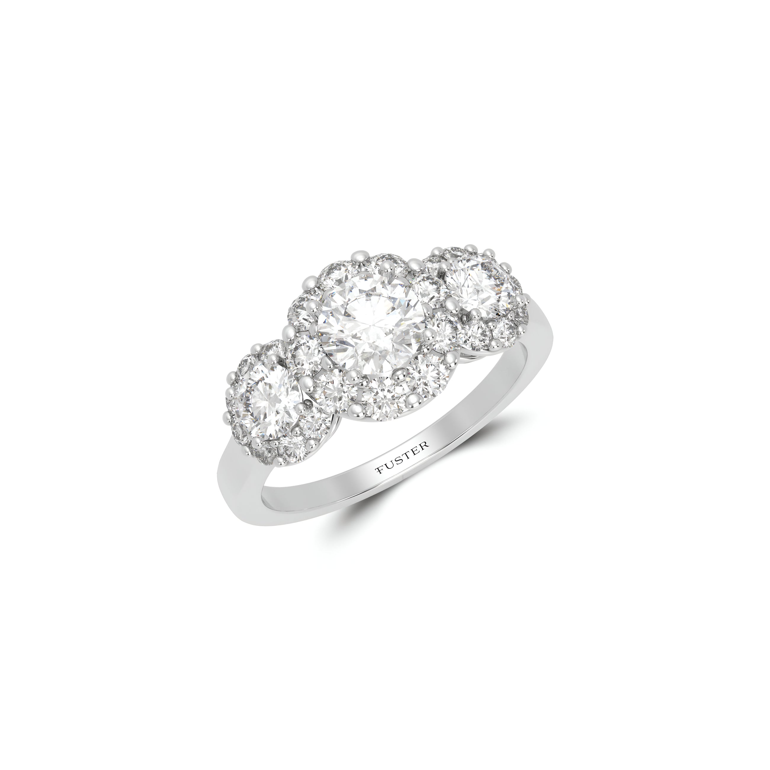 Icon Three Stone Round Diamond Engagement Rin