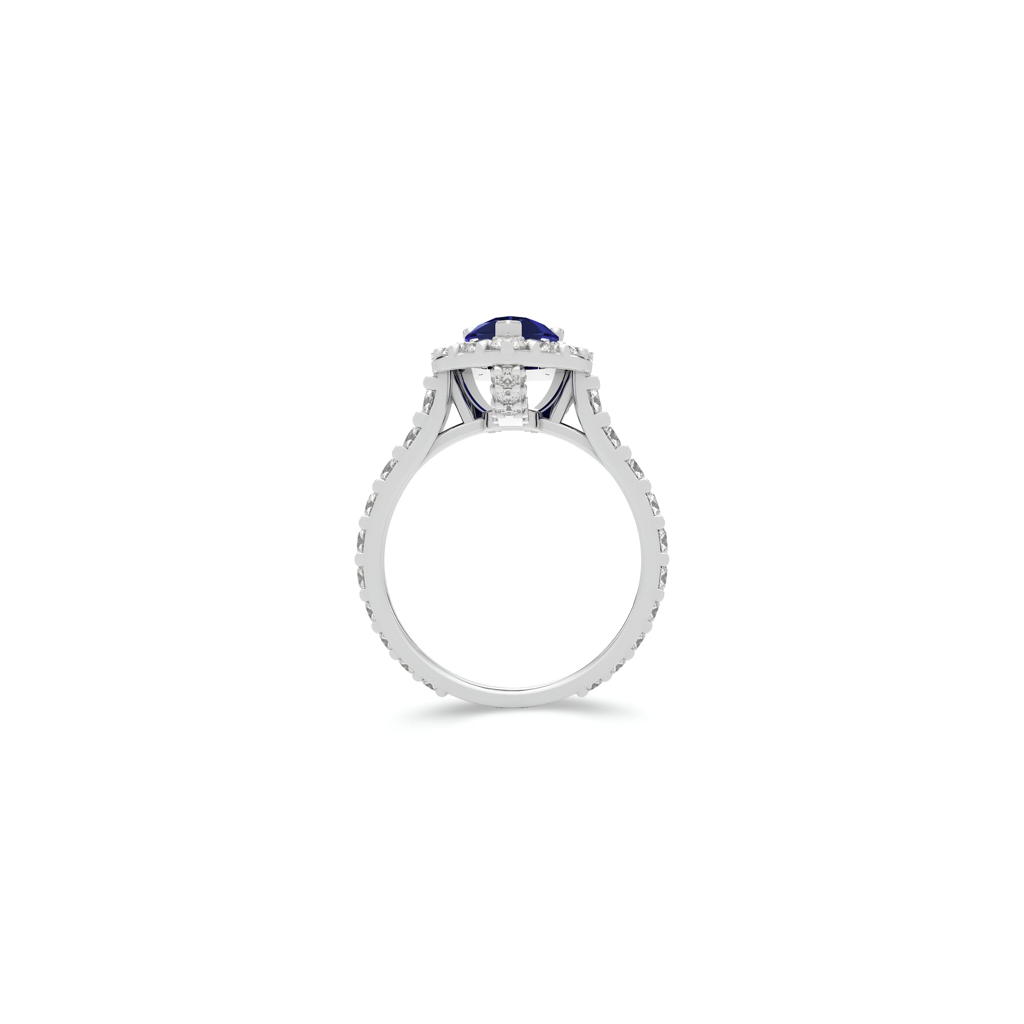 Anillo de compromiso con diamantes de talla cojín en forma de pera