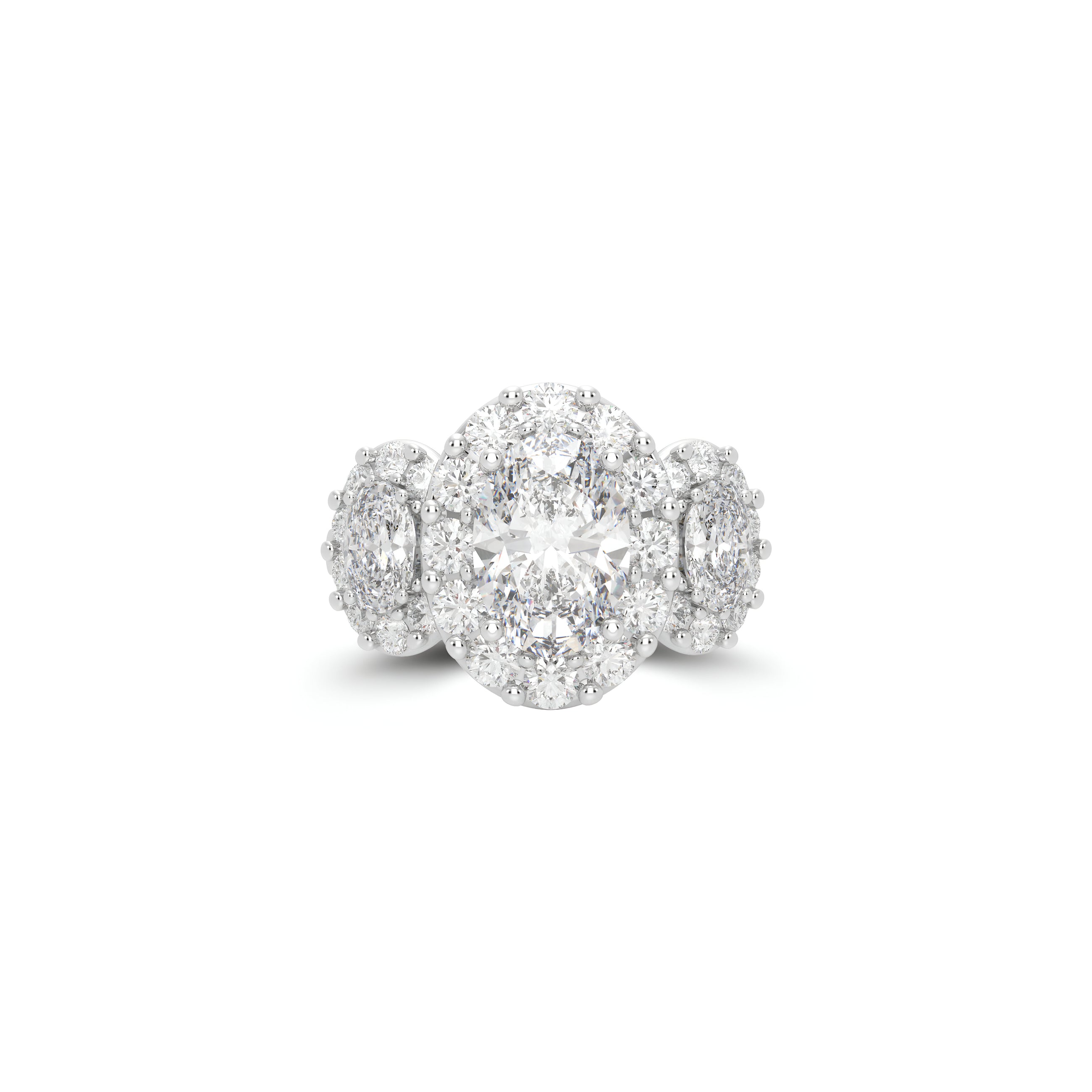 Icon Three Stone Oval Diamond Engagement Ring