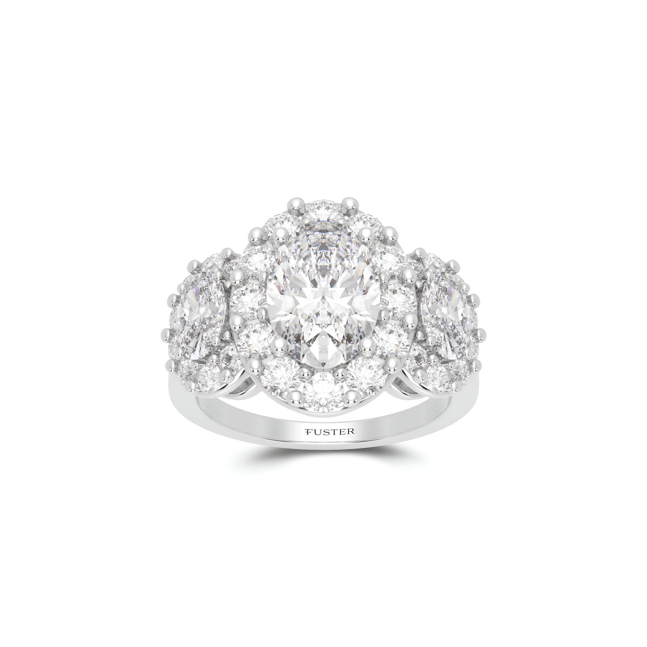 Icon Three Stone Oval Diamond Engagement Ring