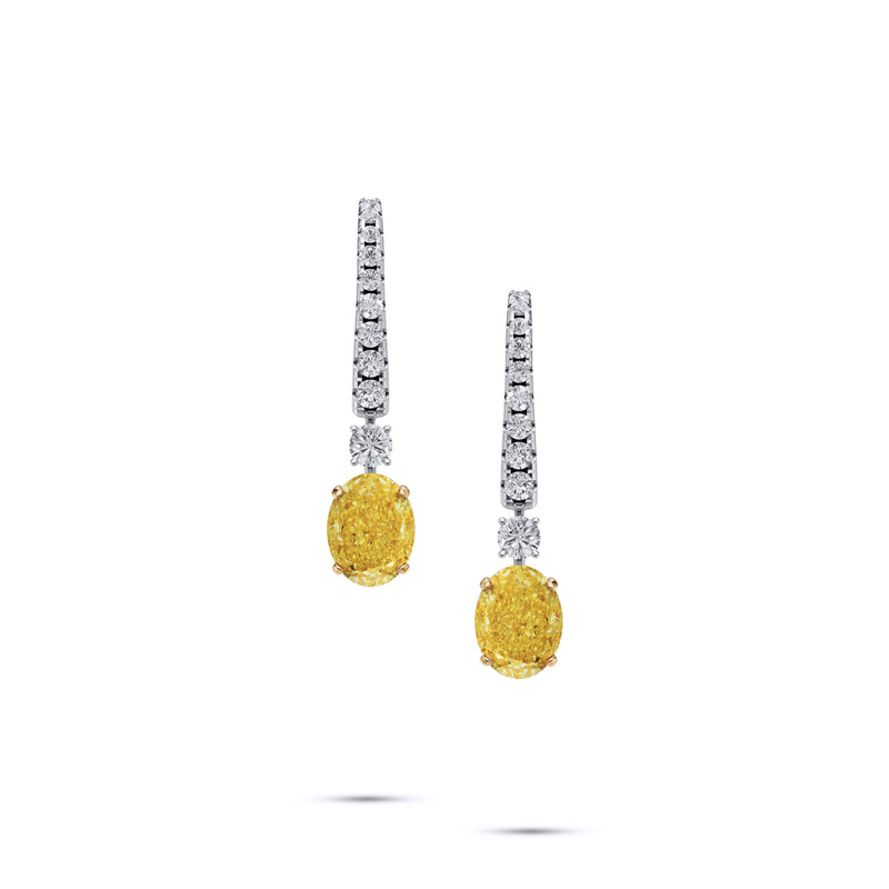 Oval Yellow Diamond Solitaire Earrings