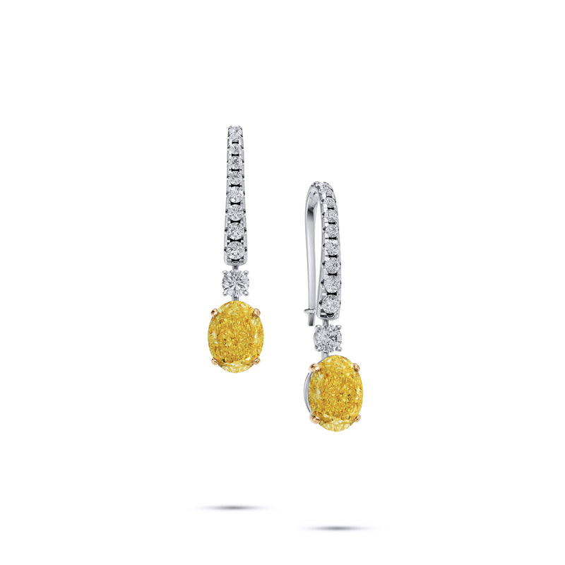 Oval Yellow Diamond Solitaire Earrings