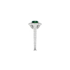 Cushion Cut Emerald and Diamond Solitaire Ring