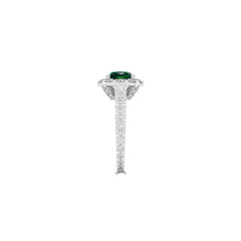 Cushion Cut Emerald and Diamond Solitaire Ring