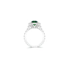 Cushion Cut Emerald and Diamond Solitaire Ring