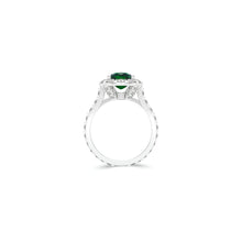 Cushion Cut Emerald and Diamond Solitaire Ring