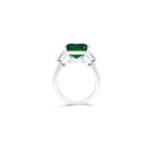 Cushion Cut Emerald and Diamond Solitaire Ring