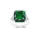 Cushion Cut Emerald and Diamond Solitaire Ring