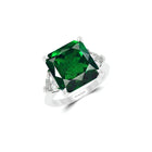 Cushion Cut Emerald and Diamond Solitaire Ring