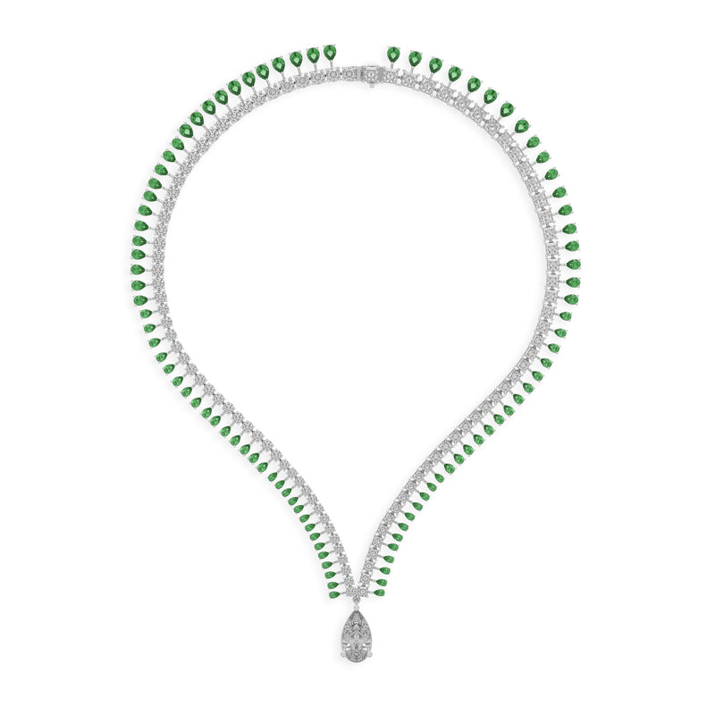 Emerald and White Diamond High Jewellery Necklace
