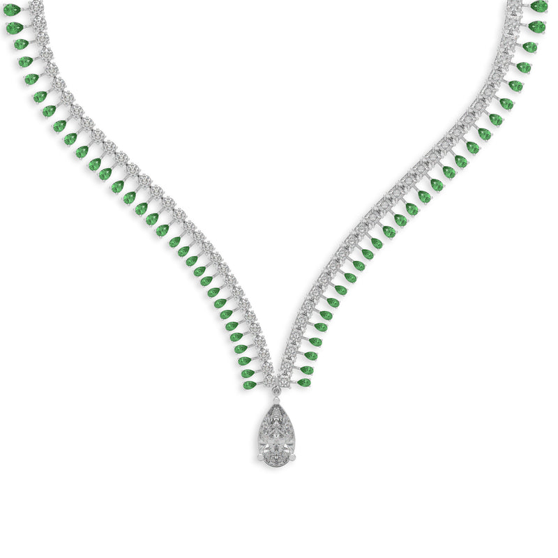 Emerald and White Diamond High Jewellery Necklace
