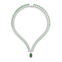 Emerald Pear Shape and Diamond High Jewellery Necklace