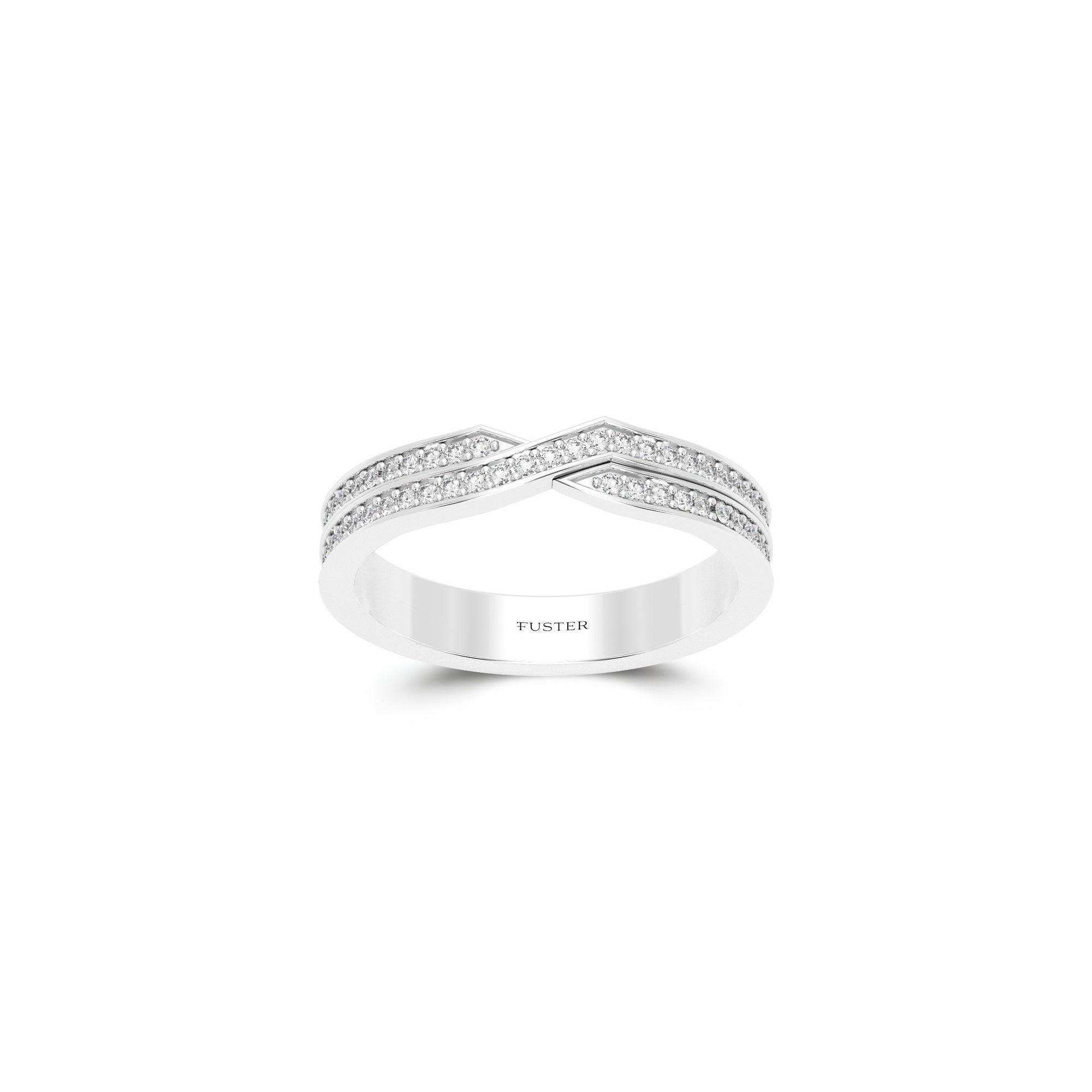 Two Row Pave Diamond Wedding Band
