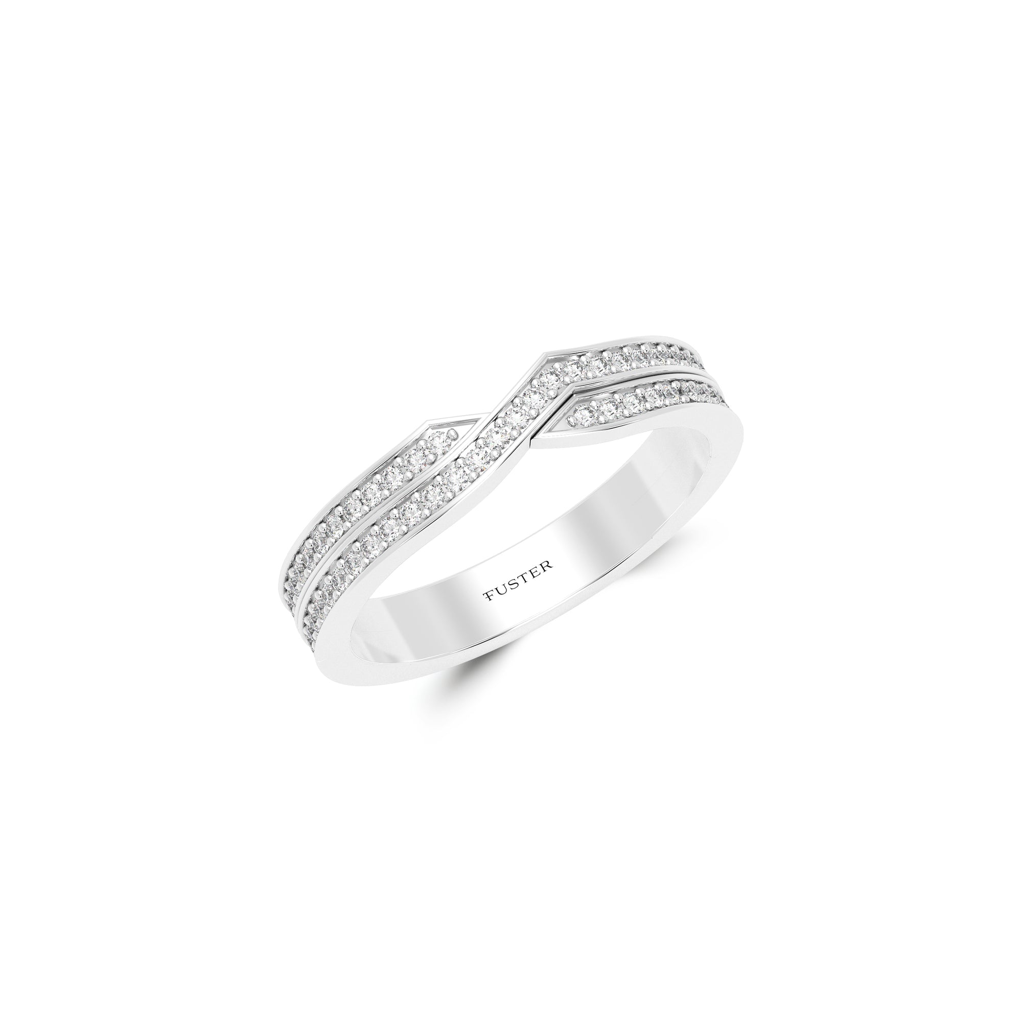 Two Row Pave Diamond Wedding Band