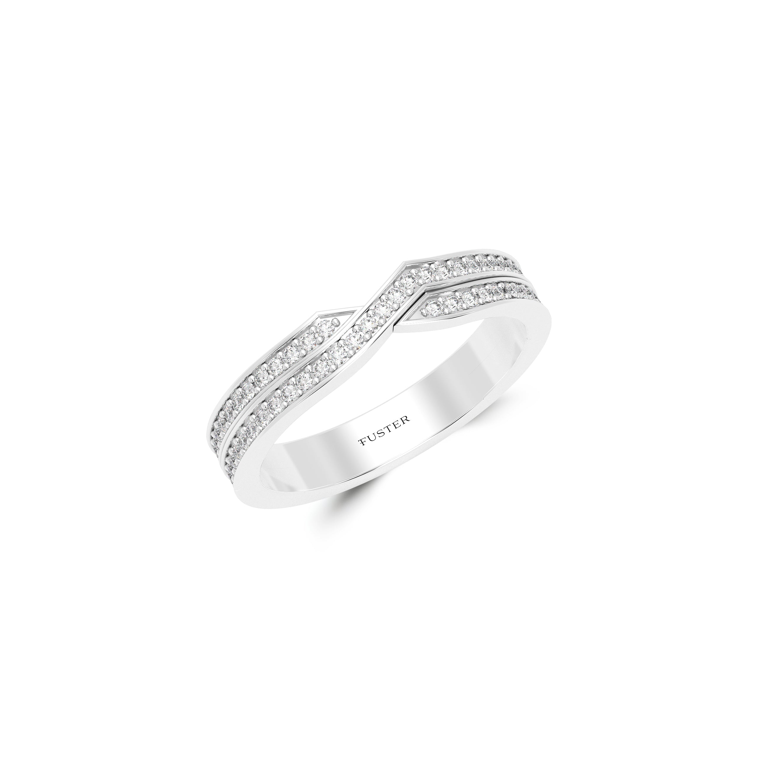 Two Row Pave Diamond Wedding Band
