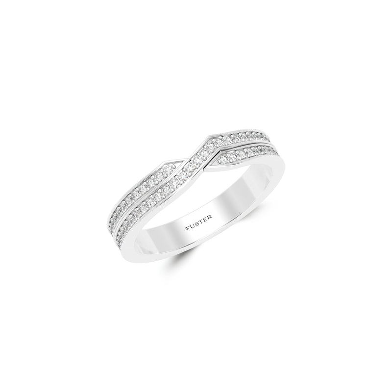 Two Row Pave Diamond Wedding Band
