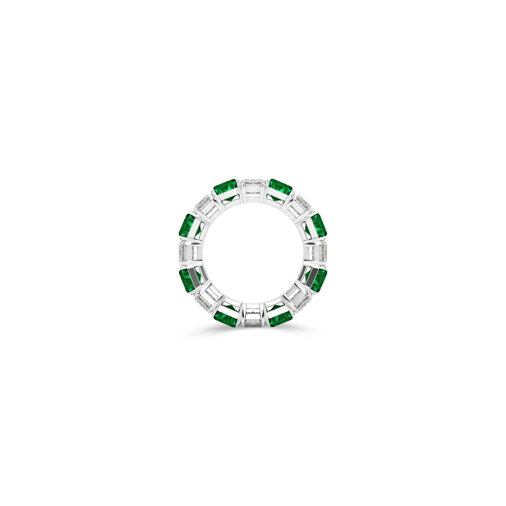 Emerald Cut Emerald and Diamond Wedding Band