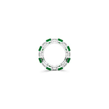 Emerald Cut Emerald and Diamond Wedding Band