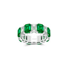 Emerald Cut Emerald and Diamond Wedding Band
